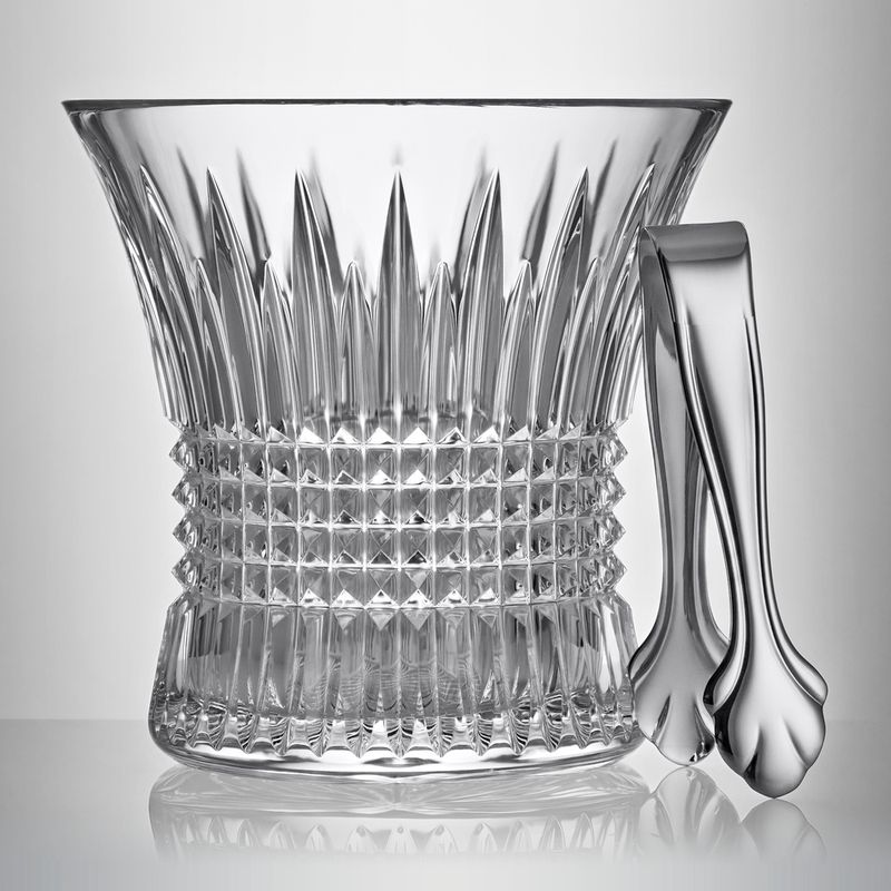 Lismore Diamond Ice Bucket 7.5&quot; with Tongs Waterford