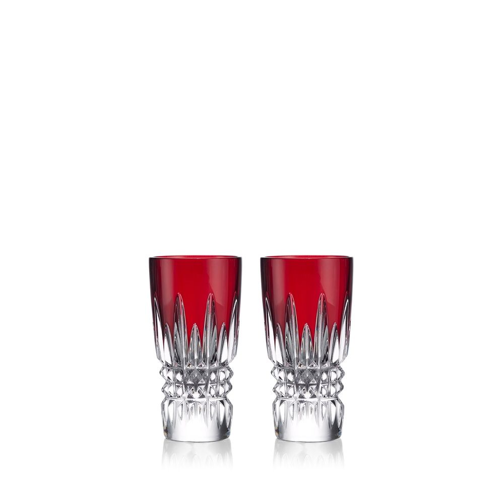 Lismore Diamond Shot Glasses Red set of 2
