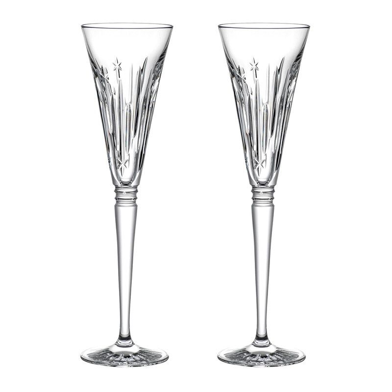 Winter Wonders Flutes Midnight Frost Clear set of 2 Waterford