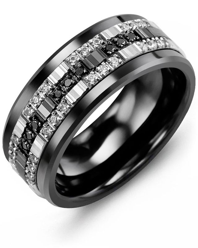 Madani Cobalt &amp; 10K White &amp; Black Gold Ring 9mm 0.42ct