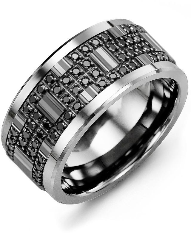 Madani Black Ceramic &amp; 10K Black Gold Diamond  Ring 11mm 0.56ct