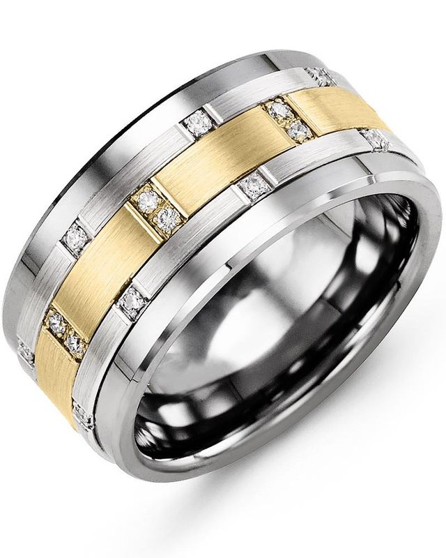 Madani Cobalt &amp; 10K White Gold Ring 11 mm 0.14ct