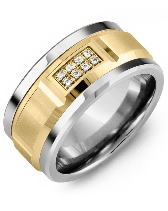 Madani Cobalt &amp; 10K White Gold Ring 11mm 0.08ct