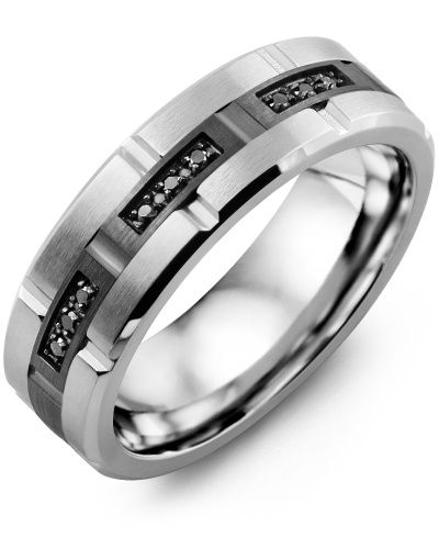 Madani Cobalt &amp; 10k Black Gold Ring 7mm 0.09ct