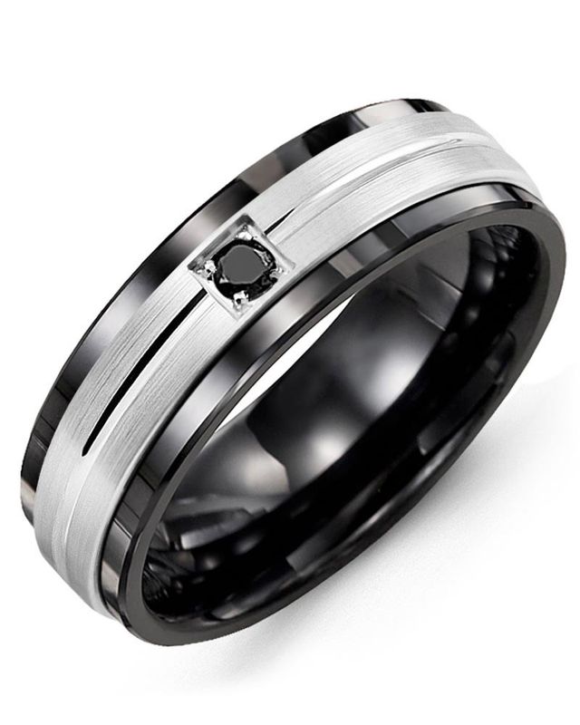 Madani Black Ceramic &amp; 10K Yellow Gold Ring 7 mm