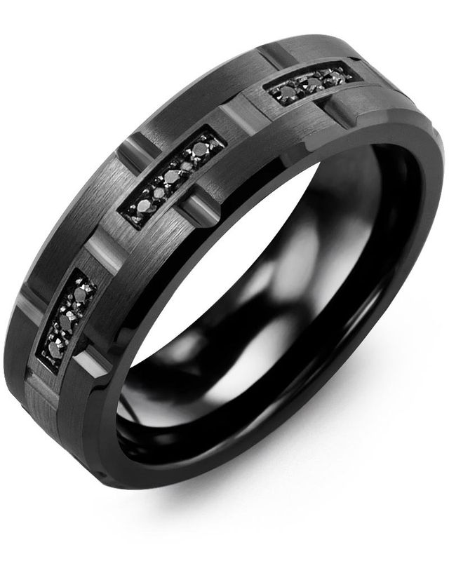 Madani Cobalt &amp; 10K Black Gold Ring 7mm 0.09ct