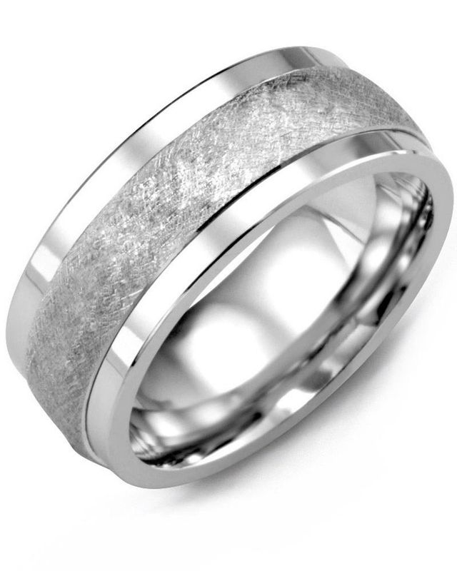 Madani Cobalt &amp; 10K White Gold Brushed Insert Ring 9mm