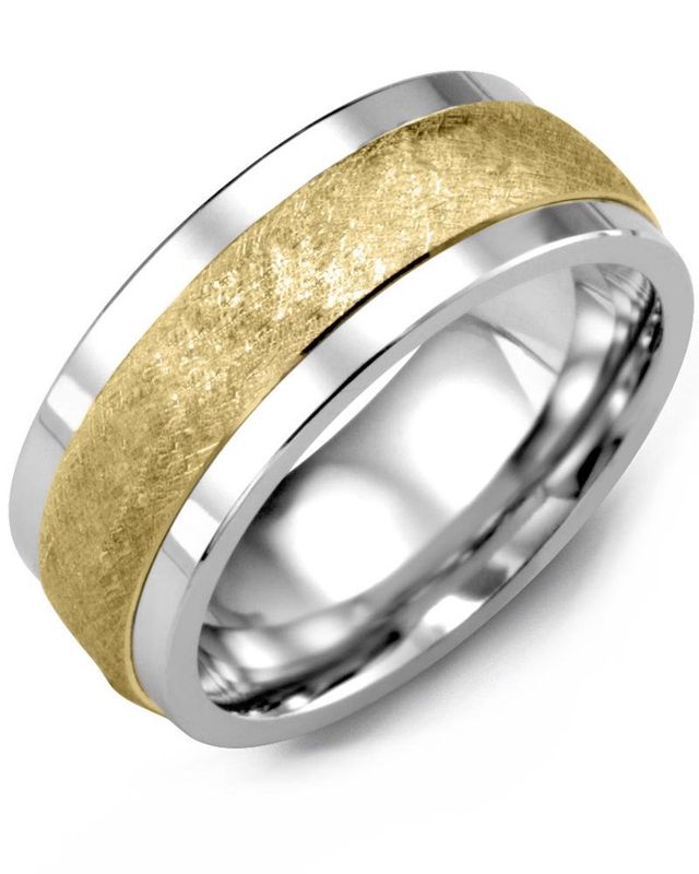 Madani Cobalt &amp; 10K White Gold Brushed Insert Ring 9mm