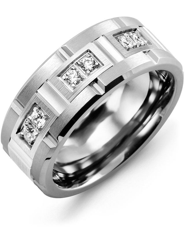 Madani Cobalt &amp; 10K Yellow Gold Ring 9mm 0.18ct