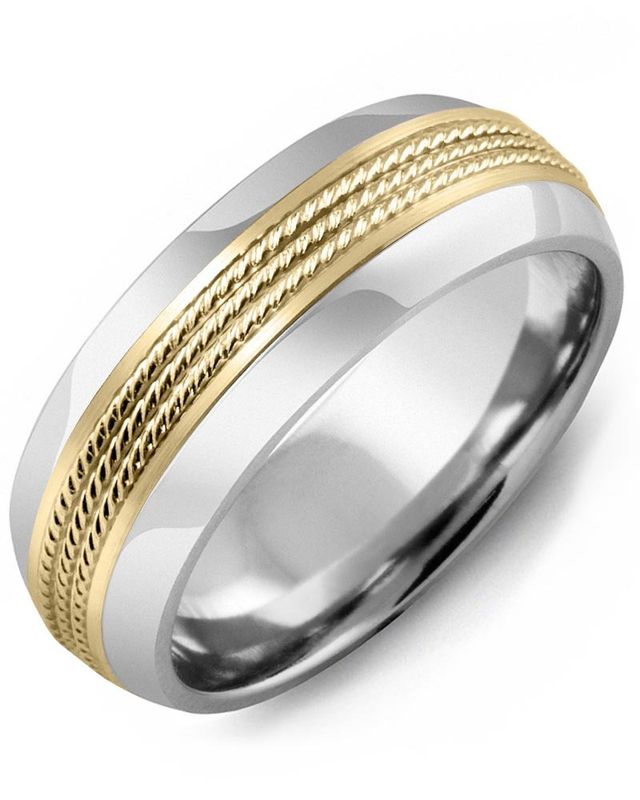 Madani Tungsten &amp; 10K White Gold Eternity Rope Ring 8.5mm