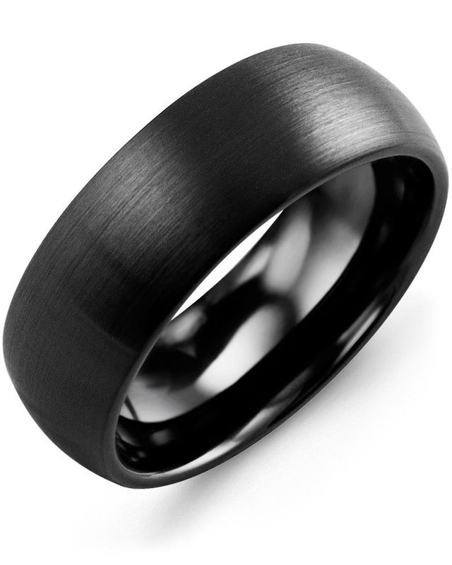 Madani Black Ceramic Classic Brush Finish Ring 8mm