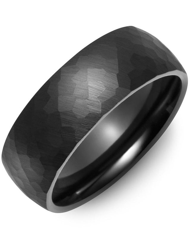 Madani Black Ceramic Dome Hammer Ring 8mm