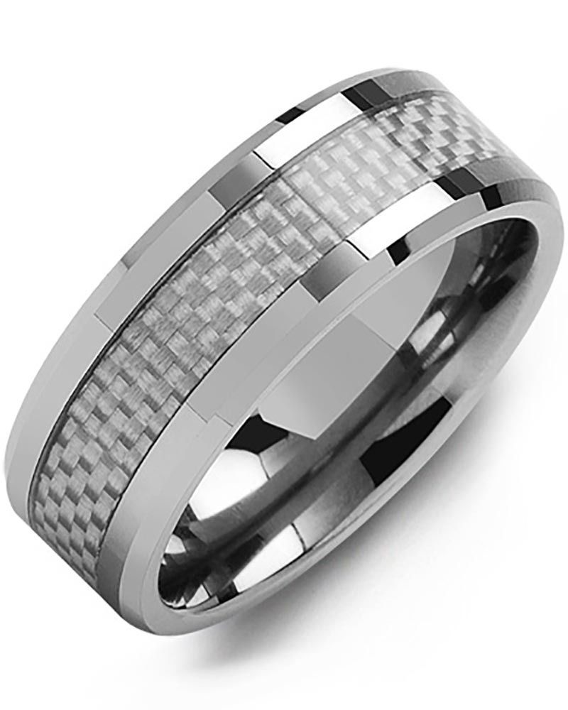Madani Tungsten Bevelled Carbon Fiber Ring 8mm