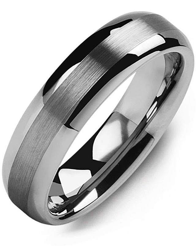 Madani Tungsten Classic Thin Brushed Ring 6mm