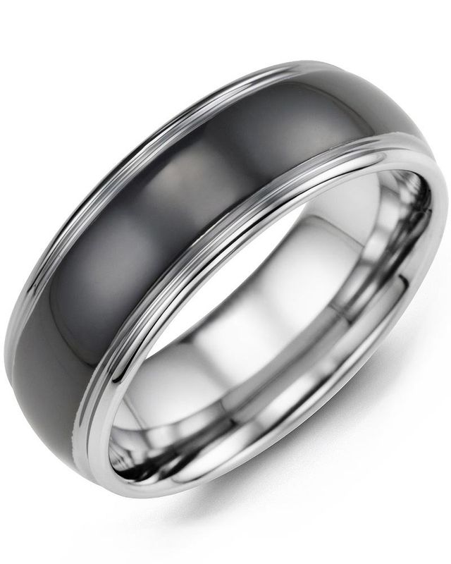 Madani Tungsten Black Polished Dome Ring 8mm