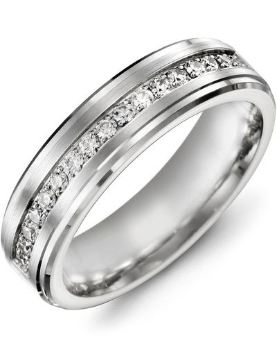 Madani Gold Bevelled Diamond Ring 10K White-22R 6mm