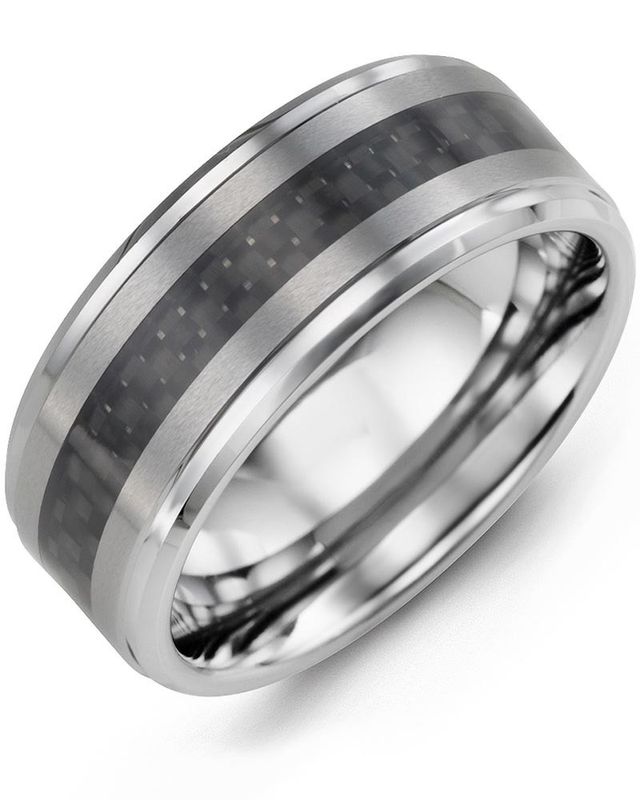 Madani Tungsten Two-tone Carbon Fiber Ring 9mm