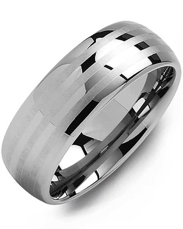 Madani Tungsten Multi-Stripe Ring 8mm