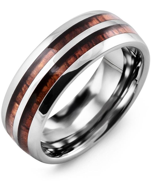 Madani Tungsten Double Koa Wood Ring 8mm
