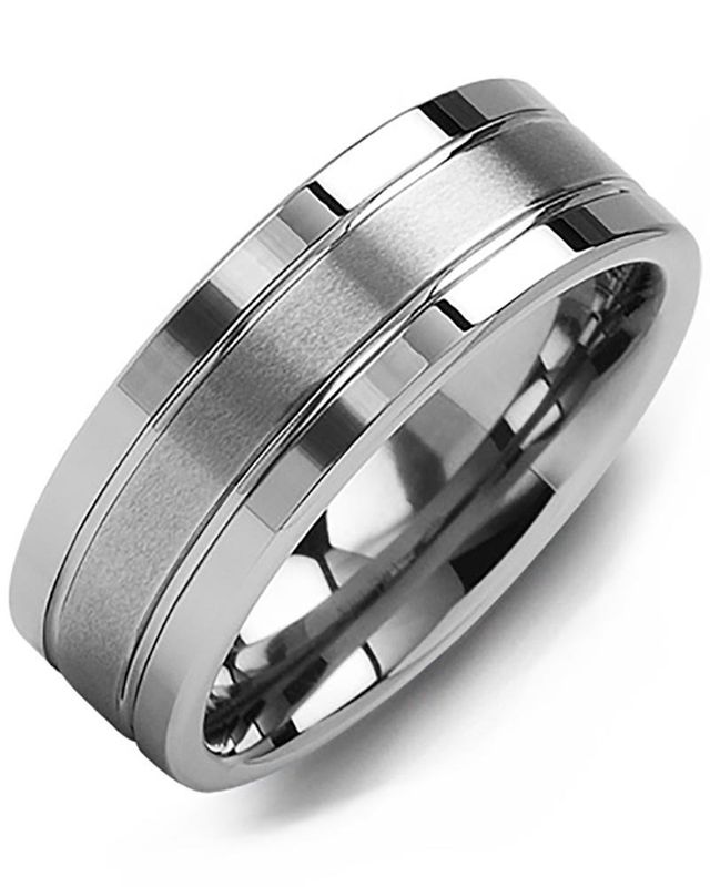 Madani Tungsten Triple Band Effect Ring 8mm