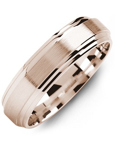 Madani Gold Brush Center Duo Polished Edges Ring 10k 6mm