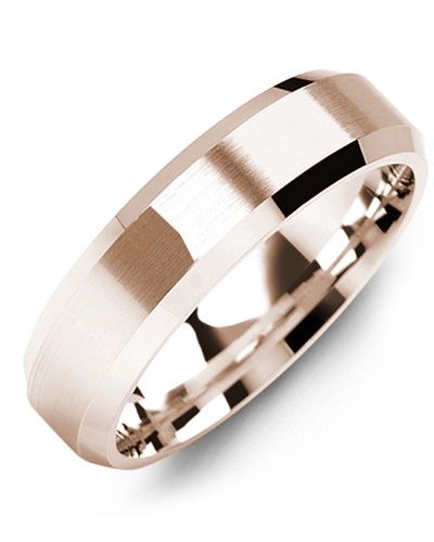 Madani Gold Brushed Bevelled Edges Ring 10K White 6mm