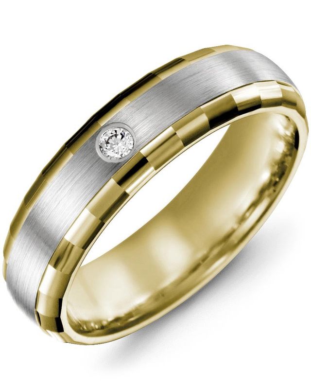 Madani Gold Dome Brush Accent Diamond 0.05ct Ring 10K Yellow 6mm