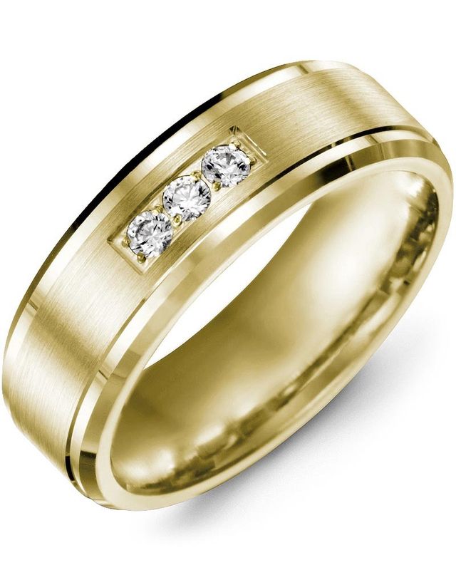 Madani Gold Brush Bevelled Diamond 0.15ct Ring 10K White 7mm