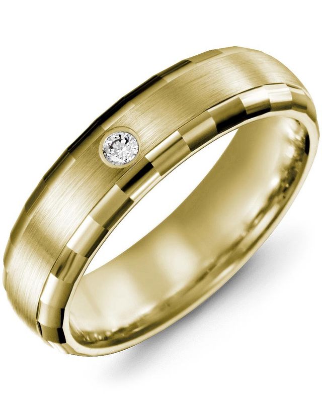 Madani Gold Dome Brush Accent Diamond 0.05ct Ring 10K Yellow 6mm