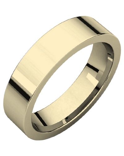 Madani Gold Classic Flat Plain 10K Yellow Ring 6mm