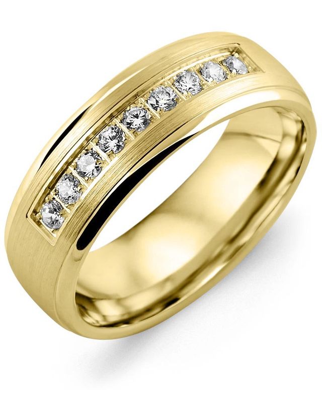 Madani Gold Dome Brush Diamond 0.27ct Ring 10K White 7mm
