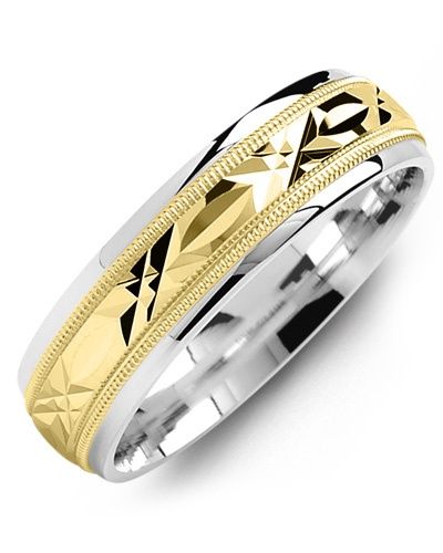 Madani Gold Classic Milgrain Ring 10K White 6mm