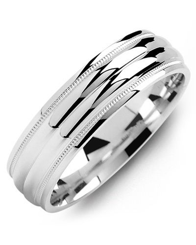Madani Sterling Silver Two Line Milgrain Ring 9mm