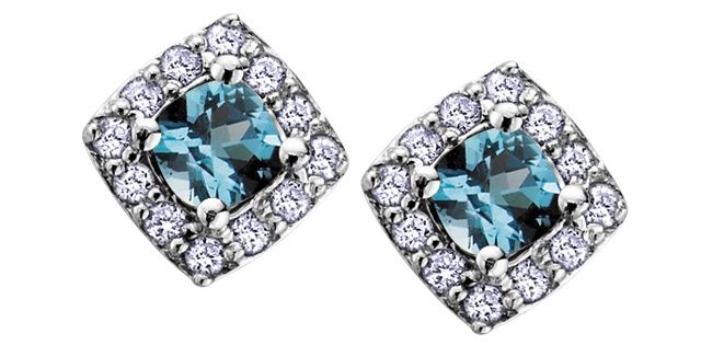 Corona Blue Topaz 10KW Gemstone Earrings DX566