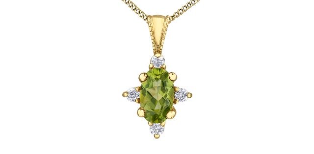 Corona Peridot 10KY Gemstone Necklace PP4293