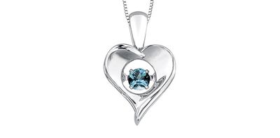 Corona Pulse Blue Topaz Sterling Silver Heart Necklace PP3172