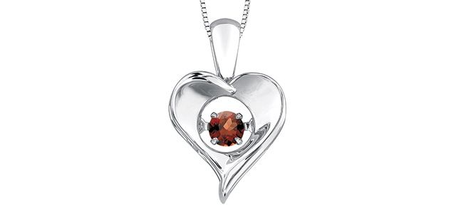 Corona Pulse Garnet Sterling Silver Heart Necklace PP3172