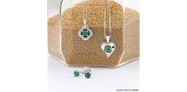 Corona Pulse Emerald Sterling Silver Heart Necklace PP3172