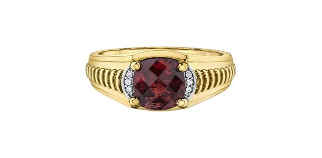Corona Garnet 10KY .02TW Mens Gemstone Ring RL61257