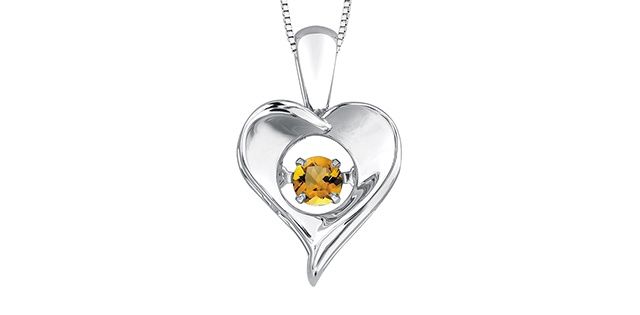 Corona Pulse Citrine Sterling Silver Heart Necklace PP3172