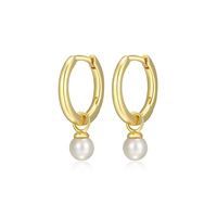 REIGN Earrings Sterling Gold Plated - Huggie with Pearl 32AUUZ4520