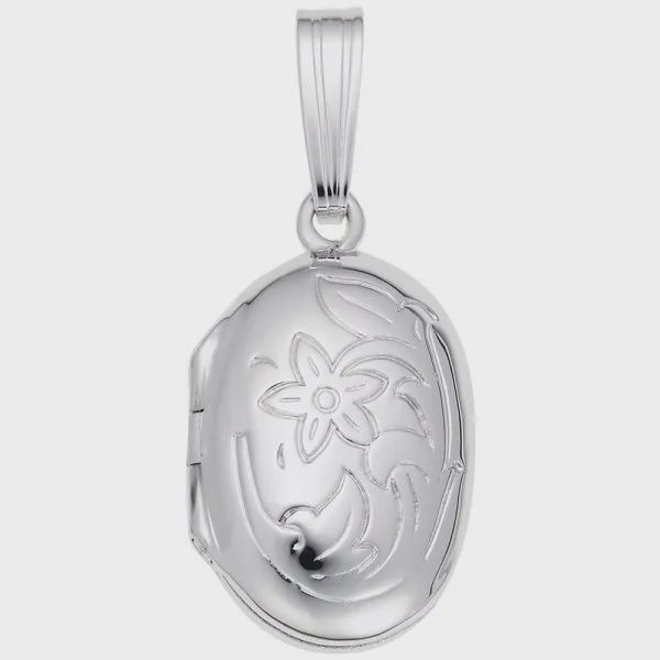 Nuco Charm Sterling - Oval with Flower Design Locket