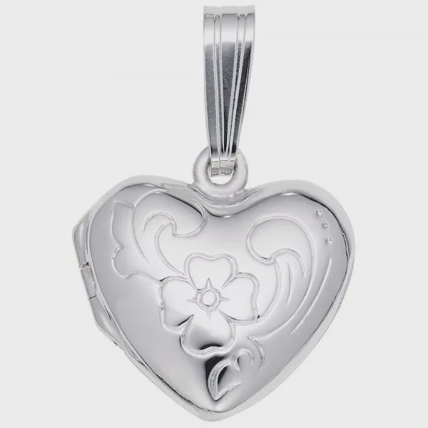 Nuco Charm Sterling - Heart with Flower Design Locket
