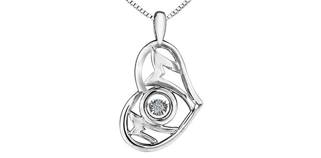 Pulse Diamond .02TW Heart Sterling Silver Necklace PP3675