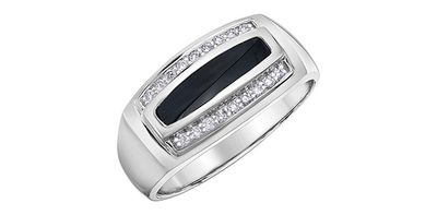 Corona Black Onyx 10KW .20TW Mens Gemstone Ring R6762