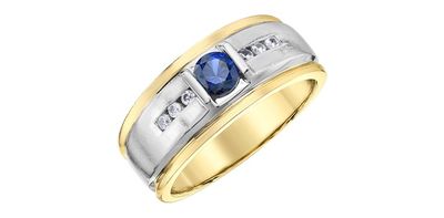 Corona Sapphire 10KYW .12TW Mens Gemstone Ring R6700
