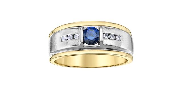 Corona Sapphire 10KYW .12TW Mens Gemstone Ring R6700
