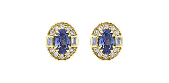 Corona Tanzanite 10KY Gemstone Earrings