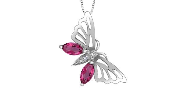 Corona Pink Topaz Butterfly 10KW Gemstone Necklace  DX967