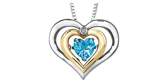 Corona Blue Topaz Pulse 10KY &amp; Sterling Silver Necklace DD3045